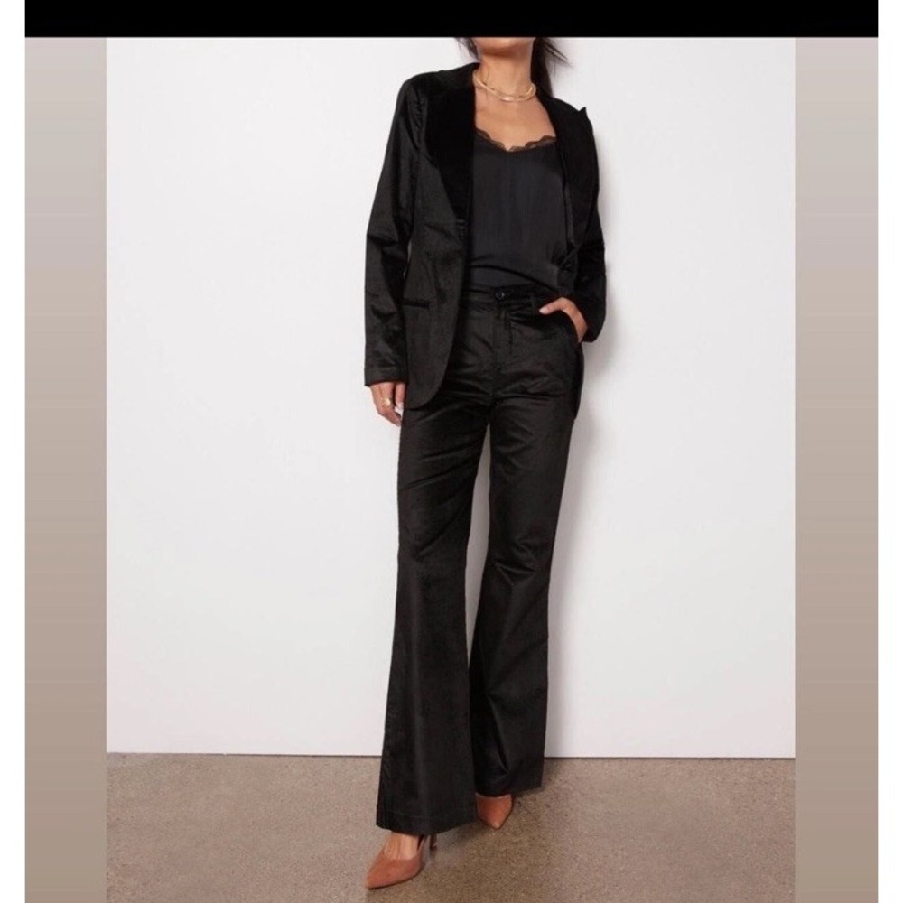 Level 99 Percy Black Velvet High Waist Flare Pants Size 30 NWT